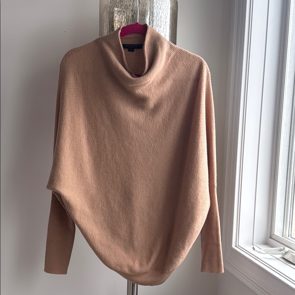 All Saints Cowl Neck Sweater In Tan